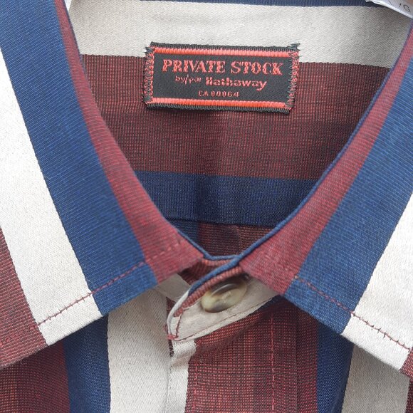 PRIVATE STOCK by HATHAWAY SZ L Striped Long Sleeve Button Up Men's Shirt - Picture 3 of 15